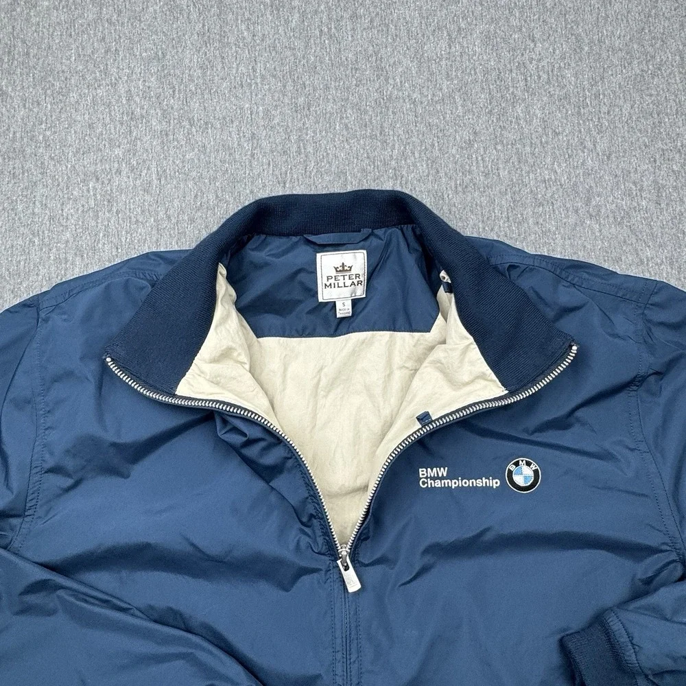 Peter Millar BMW Championship Jacket Men's Small Navy Blue Full Zip Golf Pockets